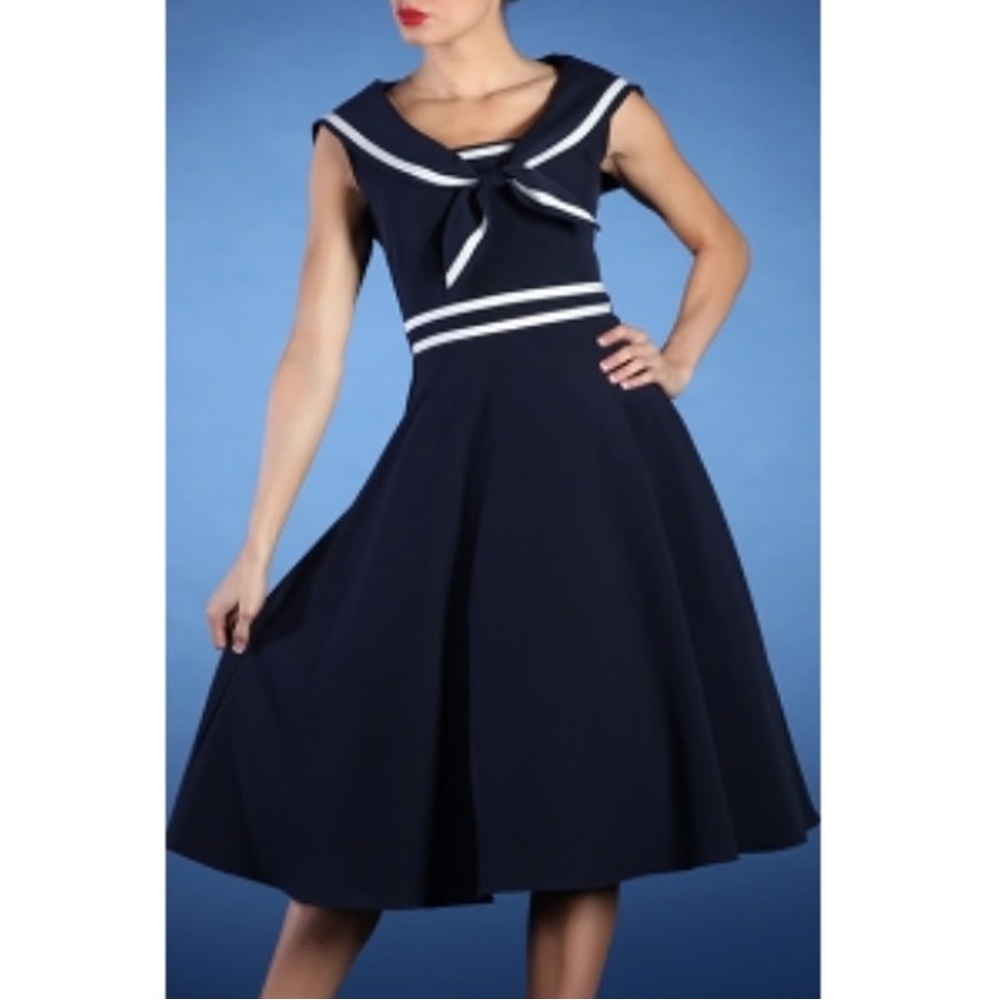Stop Staring by Alicia Estrada - Navy Sailor Dress - size small - Vintage Retro